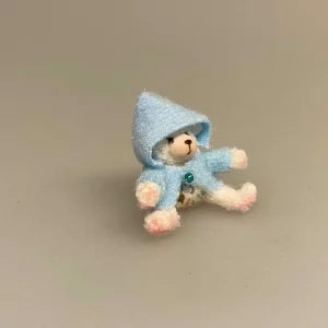 Miniature Plys Bamse med Lyseblå Trøje